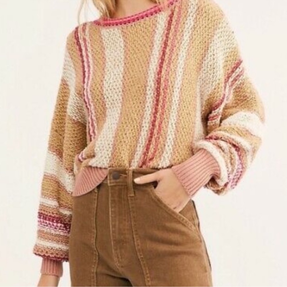 Free People Crop Chunky Knit Sweater